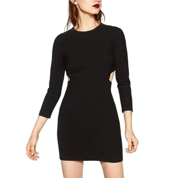 NWT Zara Long Sleeve Cutout Mini Dress Sz XS - Picture 3 of 6